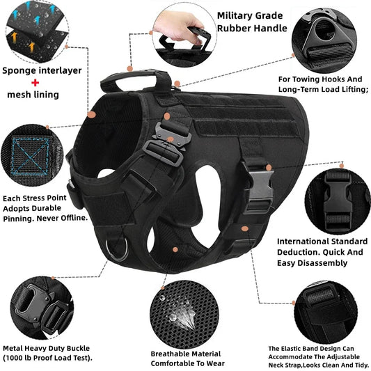 Pettorina tattica stile militare + accessori, utile anche per allenamento del proprio cane